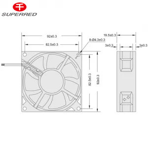 92x92x25 мм постоянный охлаждающий вентилятор с 22-156 CFM воздушным потоком и AWG26 свинцовой проволокой